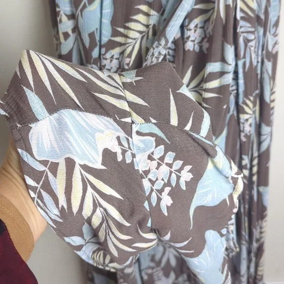 Maxi Gauze Walk-Through Boho Dress Romper Tropical Women's Size 1X - Picture 10 of 14